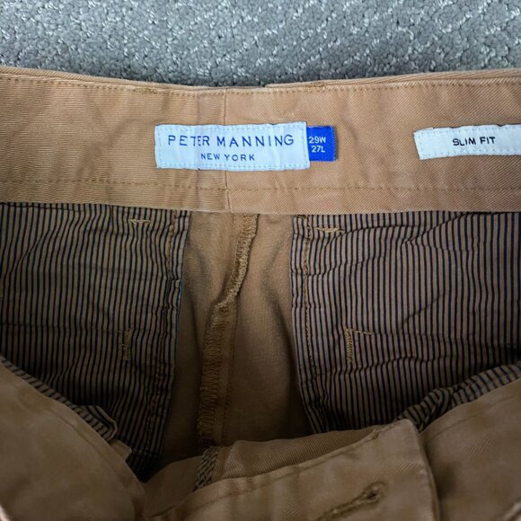 Peter Manning Slim Fit Chino Pants Men's 29 x 27 Measures 29 x 26 Brown Cotton - Picture 8 of 14